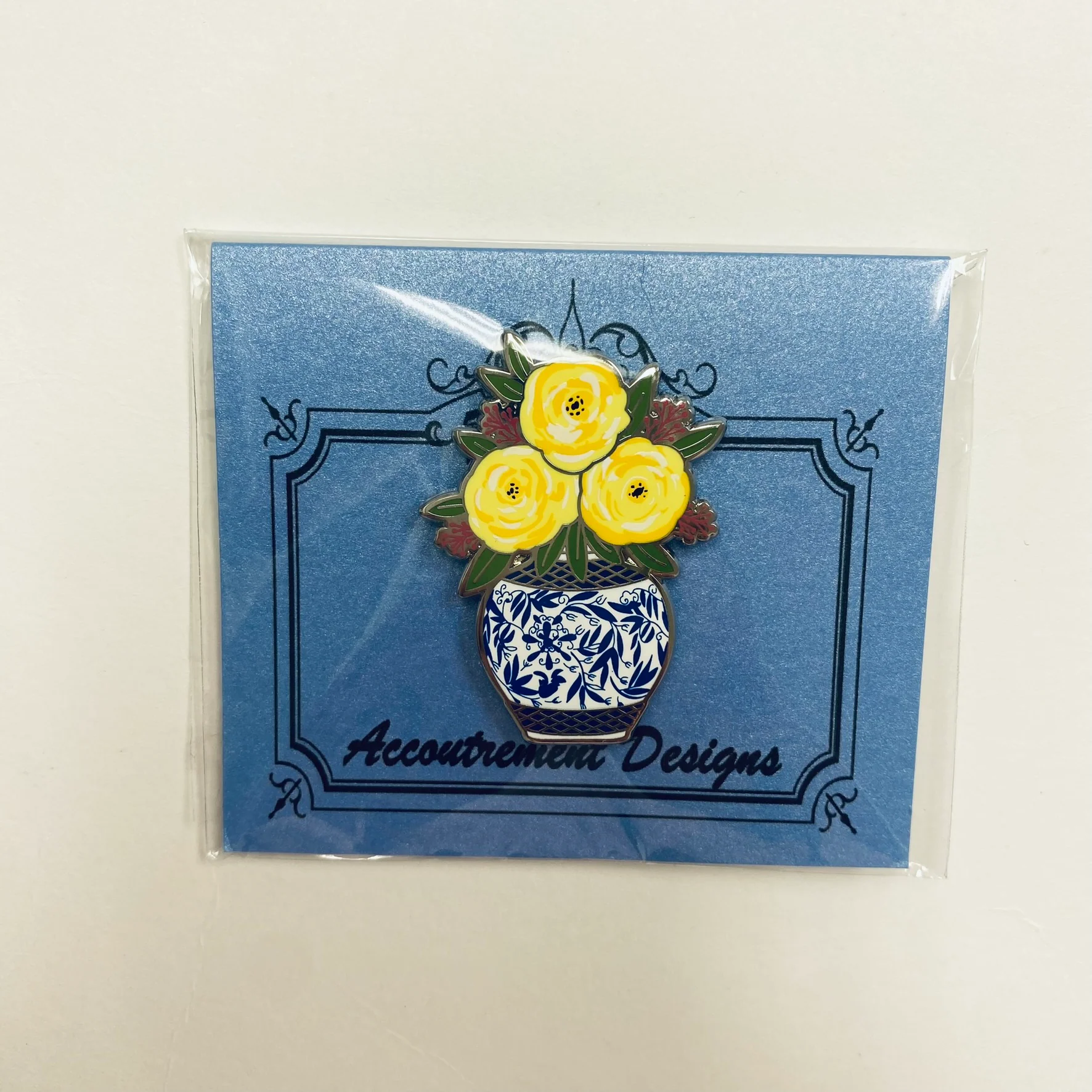 Yellow Flowers in Blue Vase Needle Minder
