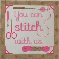 You Can Stitch With Us Pink Canvas