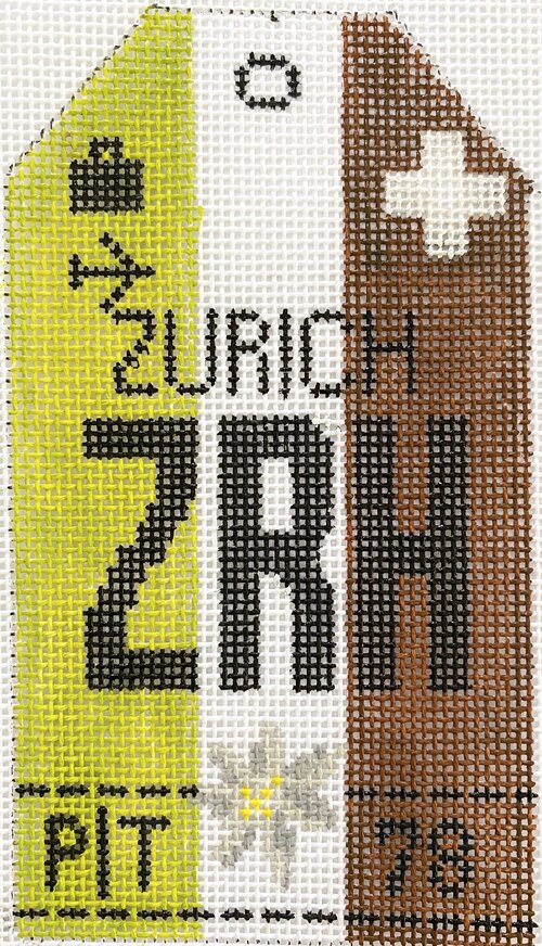 Zurich Vintage Travel Tag Canvas